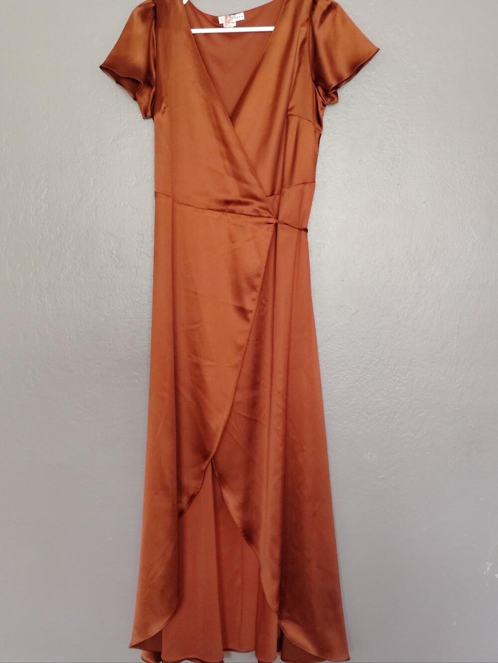 Baltic Born Krystal Satin Wrap Gown In Cinnemon Bridal Guest Bridesmaid Wedding